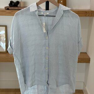 NWT Madewell Courier Pintuck-Back Shirt in Textured Windowpane - Cool Fog - XXS